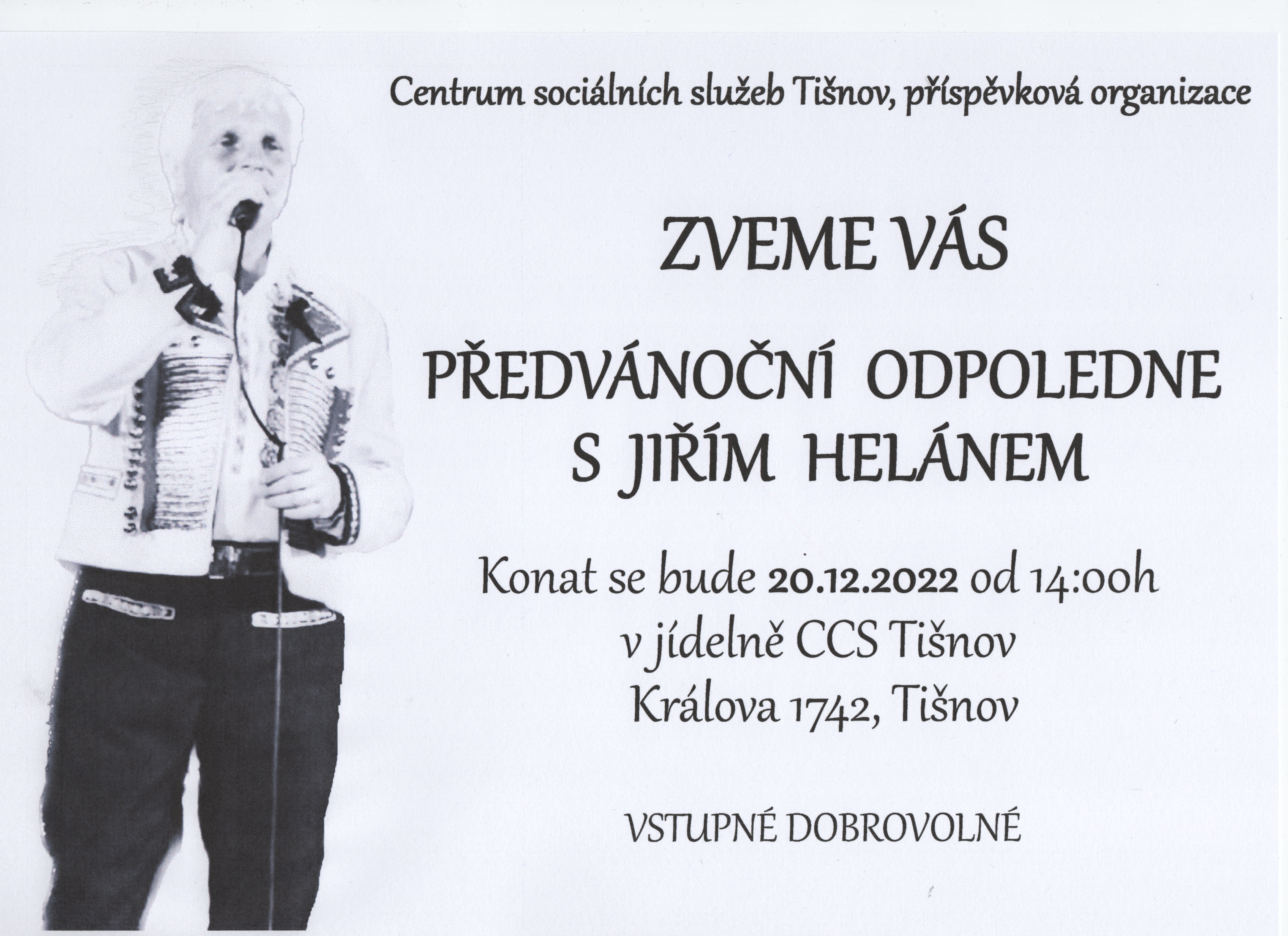 Pozvánka na koncert Jiřího Helána